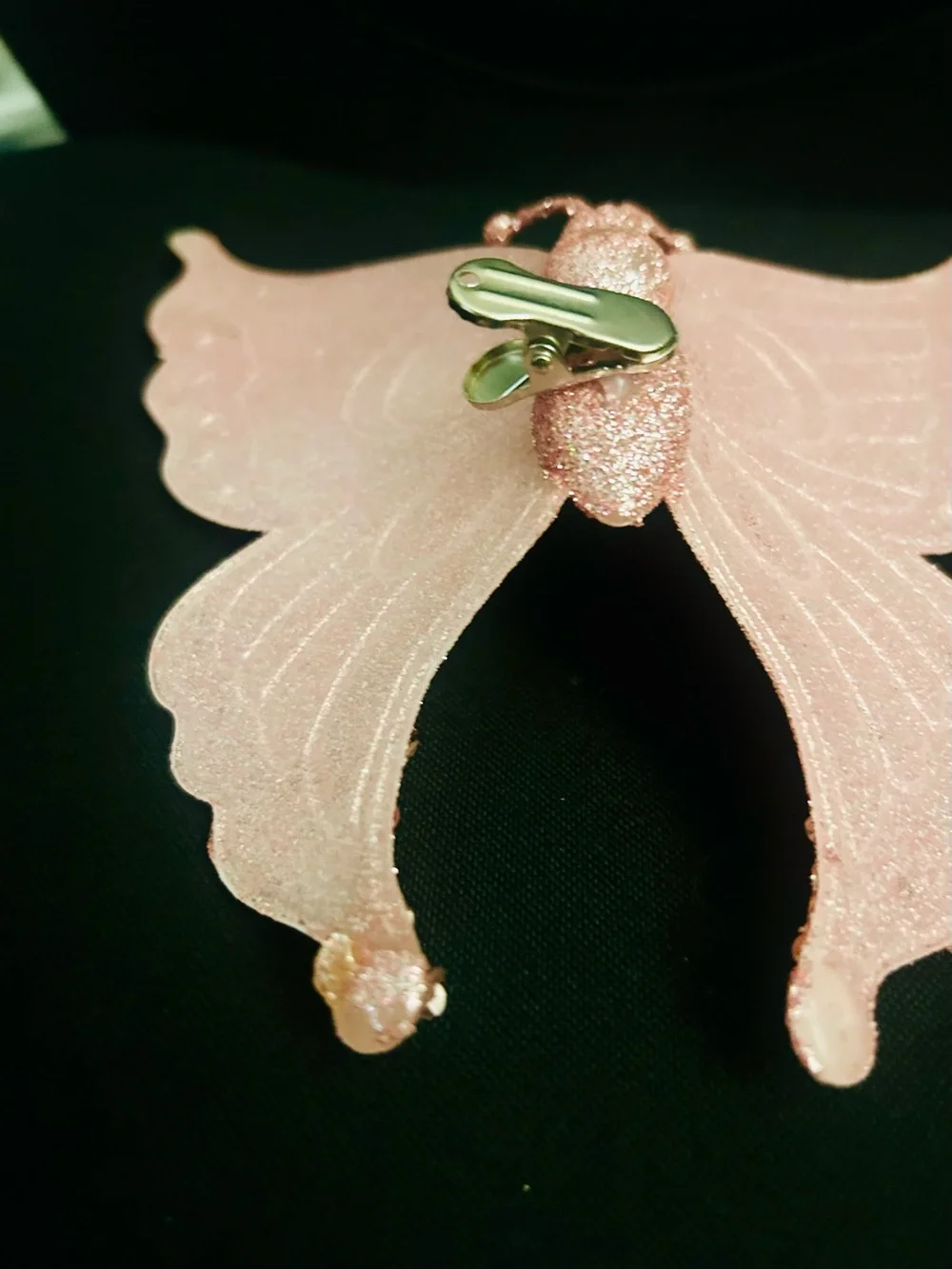 7ct Glitter Pink Butterfly Decorative Christmas Clip Tree Ornament